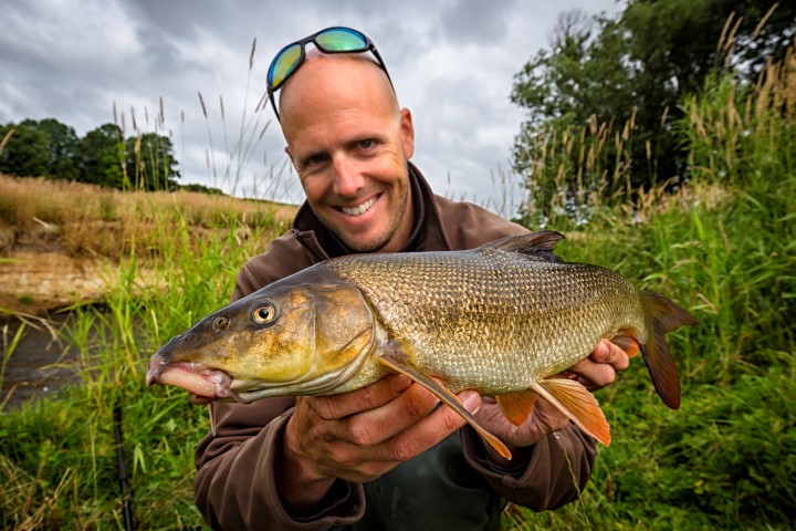 Barbel caught in a small stream