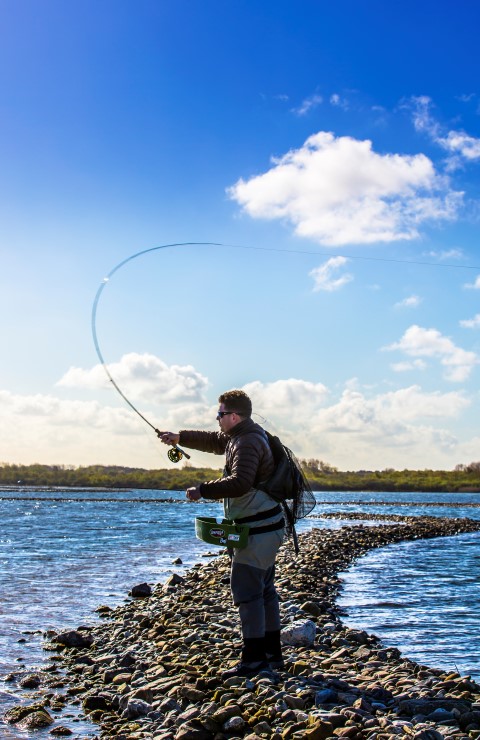 Vliegvissen op forel aan het Oostvoornse Meer