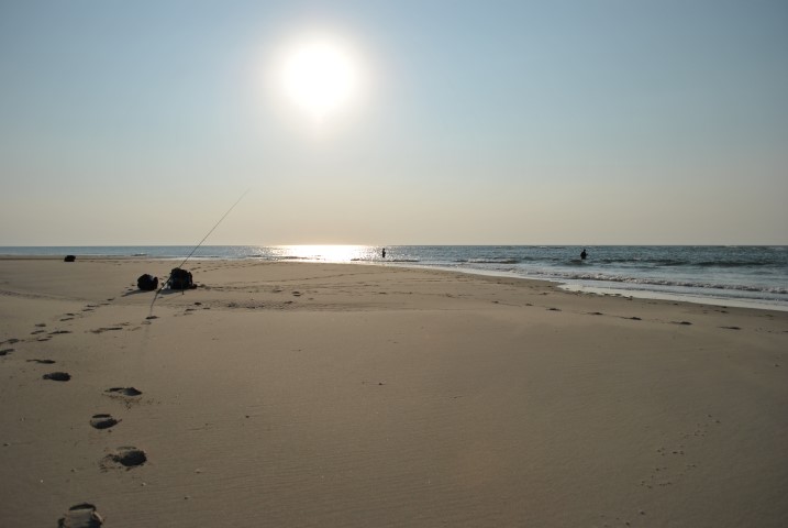 Vissen met de strandhengels