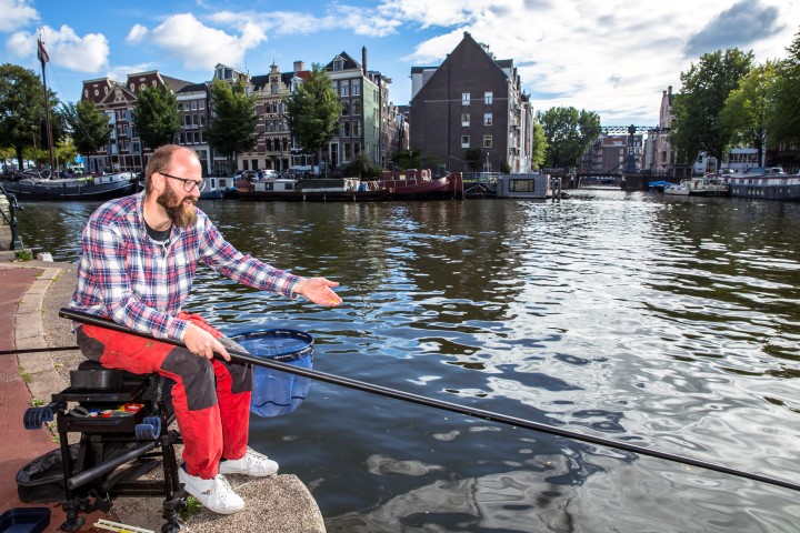 Bream fishing in the middle of Amsterdam