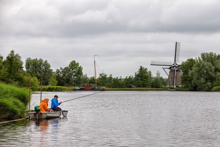 Fishing for whitefish from a boat