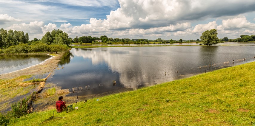 Fishing in a flooded floodplain