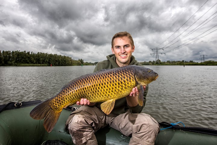 Carp caught in the river delta