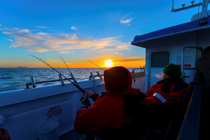 Sea fishing on a cold winter day